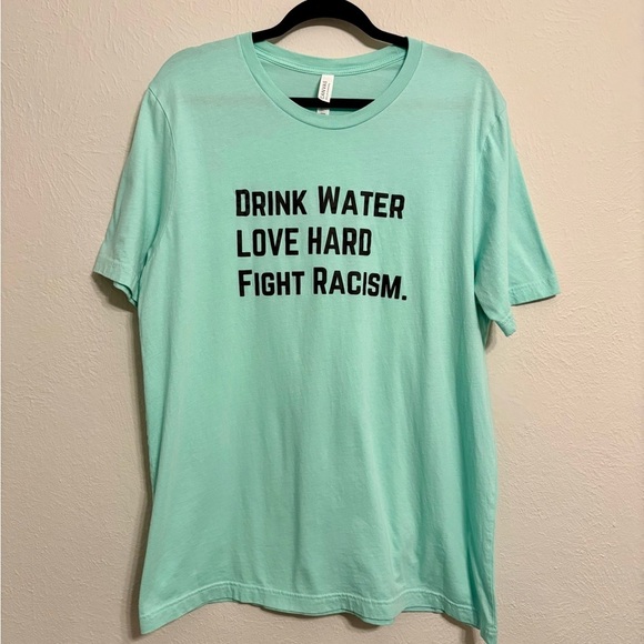 Mahogany Mommies Tops - Fight Racism Mint Green Short Sleeve Tee